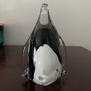 Murano style art glass penguin black & white